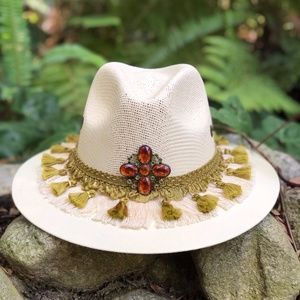 JEWEL TASSEL FEDORA SUN HAT